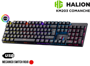 TECLADO, HALION, MECANICO KM203 COMANCHE 105 TECLAS RAINBOW RED SWITCH