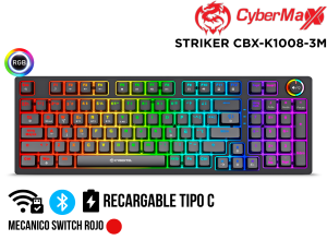 TECLADO MECANICO, CYBERTEL,STRIKER CBX-K1008-3M RGB , BT,WIFI