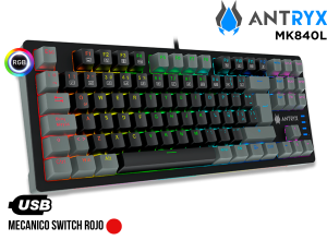 TECLADO MECANICO, ANTRYX, MK840L BLACK&GRAY RED SWITCH