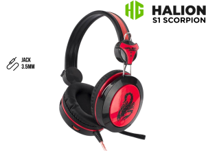AUDIFONO GAMER HALION S1 SCORPION NEGRO/ ROJO