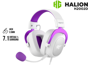 AUDIFONO,HAVIT, H2002D METAL 3.5MM BLANCO-MORADO