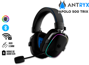 AUDIFONO GAMER ANTRYX APOLO 500 TRIX RGB BLACK WIFI BT