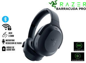 AUDIFONO GAMER, RAZER, BARRACUDA PRO WIRELESS BT THX HYBRID ANC BLACK