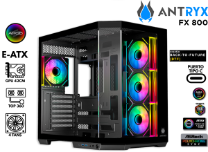 CASE GAMER, ANTRYX, FX 800 BLACK ARGB 4FAN USB TYPE-C
