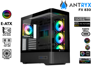 CASE GAMER, ANTRYX, FX 830 BLACK INFINITY ARGB FAN X4 USB TIPO-C
