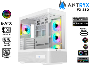 CASE GAMER, ANTRYX, FX 830 WHITE INFINITY ARGB FAN X4 USB TIPO-C