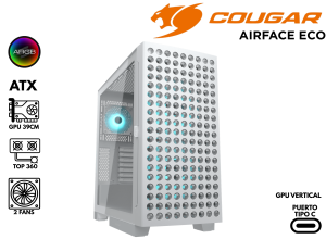 CASE GAMER, COUGAR, AIRFACE ECO RGB WHITE