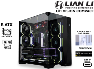 CASE GAMER, LIAN LI, O11 VISION COMPACT BLACK, 3 VIDRIO TEMPLADO