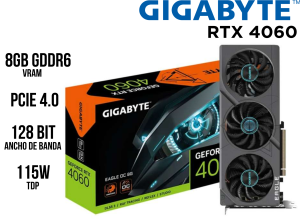 TARJETA DE VIDEO GIGABYTE RTX 4060 8GB EAGLE 3 FANS GDDR6