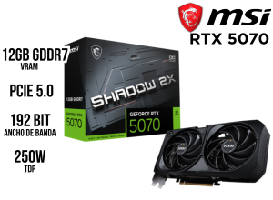 TARJETA DE VIDEO, MSI SHADOW 2X, RTX 5070 12GB GDDR7 OC