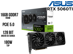 TARJETA DE VIDEO, ASUS, PRIME RTX 5060TI 16GB GDDR7 OC