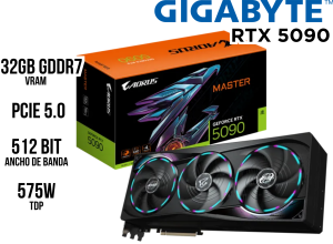 TARJETA DE VIDEO, GIGABYTE, RTX 5090 AORUS MASTER 32GB GDDR7