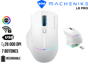MOUSE GAMER, MACHENIKE L8 PRO COLOR BLANCO DUAL MODE WIRELESS