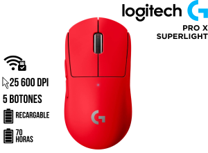 MOUSE GAMER, LOGITECH, G PRO X SUPERLIGHT WIRELESS LIGTHSPEED HERO 25K RED