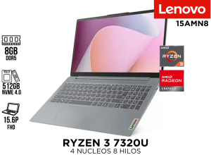 LAPTOP, LENOVO 15AMN8, R3 7320U, 8GB GDDR5, 512GB FHD W11 15.6P PCIE4.0