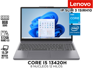 LAPTOP, LENOVO IP SLIM 3 15IRH10, I5 13420H, 8GB DDR5, SSD 512 PCE 4.0 15.3P WUXGA