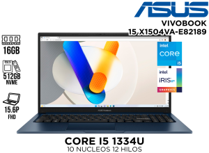 LAPTOP, ASUS,ESP, VIVOBOOK 15 X1504VA-E82189 CORE I5-1334U, 16GB, 512GB SSD, 15.6" FHD FREEDOS QUIET