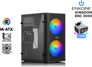 CASE GAMER, ENKORE, KINGDOM ENC 3003 230W REALES 3 FAN