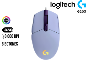 MOUSE LOGITECH G203 LIGHTSYNC OPTICAL 8000 DPI RGB LILA