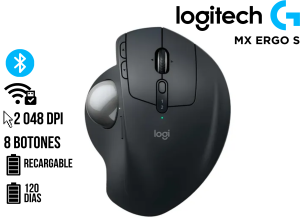 MOUSE LOGITECH MX ERGO S ADVANCED TRACKBALL WIRELESS BOLT/BLUETOOTH USB-C BLACK
