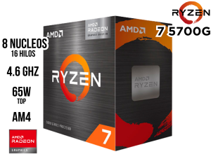 PROCESADOR AMD RYZEN 7 5700G 8N/16H 46GHZ VEGA 8@2000MHZ