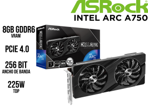 TARJETA DE VIDEO ASROCK INTEL ARC A750 CHALLENGER D OC 8GB GDDR6