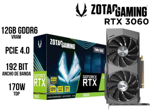 TARJETA DE VIDEO, ZOTAC, RTX 3060 12GB TWIN EDGE