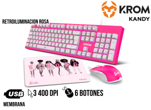 KIT BARBIE KROM KANDY TECLADO + MOUSE + PAD 8436587972836