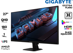 MONITOR GAMER GIGABYTE 27P IPS 2K 180HZ 1MS GS27QA