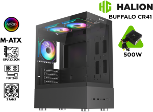 CASE GAMER, HALION, BUFFALO CR41 500W 3FAN ARGB