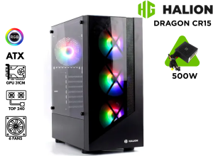 CASE GAMER, HALION, DRAGON CR15 NEGRO 500W