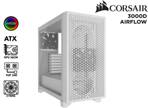 CASE GAMER, CORSAIR, 3000D AIRFLOW 3FAN WHITE