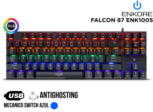 TECLADO GAMER, ENKORE, FALCON 87 ENK1005 RAINBOW 80%