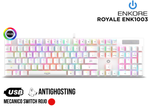 TECLADO MECANICO, ENKORE, ROYALE ENK1003 WHITE RGB