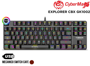 TECLADO GAMER, CYBERTEL, EXPLORER CBX GK1002 RGB SWITCH BROWN