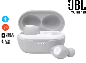 AUDIFONOS INALAMBRICOS BLUETOOTH JBL HARMAN TUNE 115 TWS WHITE 050036374712