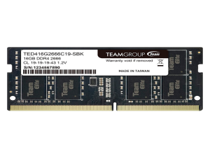 MEMORIA RAM TEAMGROUP ELITE, 16GB, DDR4, SO-DIMM, 2666 MHZ, 1.2V, CL 19-19-19-43