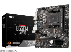 PLACA MADRE MSI B550M-A PRO, AMD B550, AM4, DDR4, HDMI, DVI-D, LAN, USB 3.2 GEN1, M-ATX 4719072752613